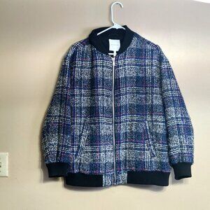 Anthropologie  AVEC LES FILLES BEAUTIFUL BLUE PLAID JACKET SIZE LARGE